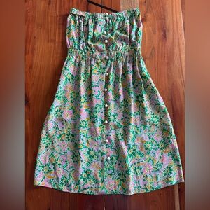 Miguelina Floral Dress in Green, Pink & Yellow